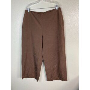J. Jill Wide leg Crop Pants Womens Large Tall Brown Zip Capsule Closet staple
